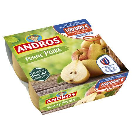 Compote pomme poire ANDROS - les 4 pots de 100g