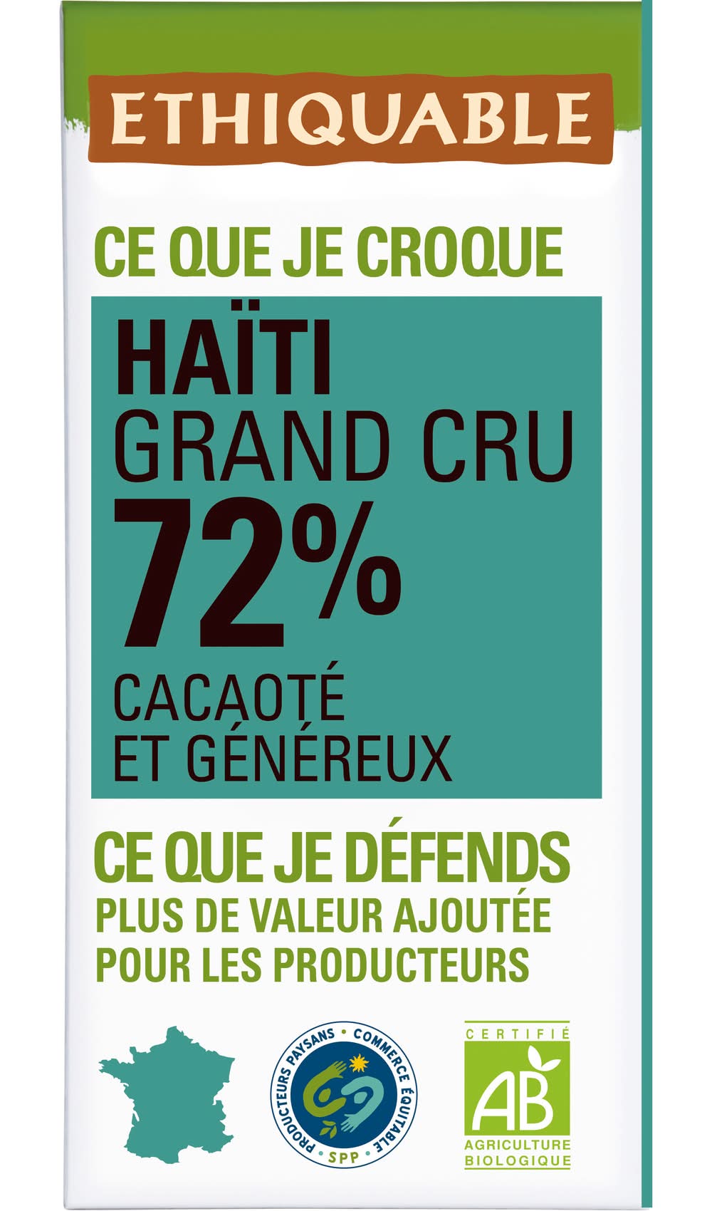 Ethiquable - Chocolat noir, cacaoté-fruité (100g)