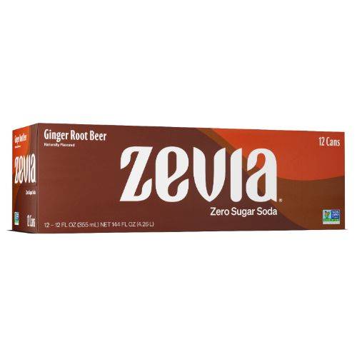 Zevia Ginger Root Beer Zero Calorie Soda 12 Pack