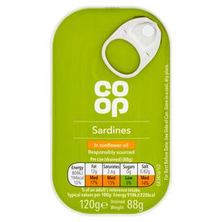 Co-op Sardines in Sunflower Oil 120g