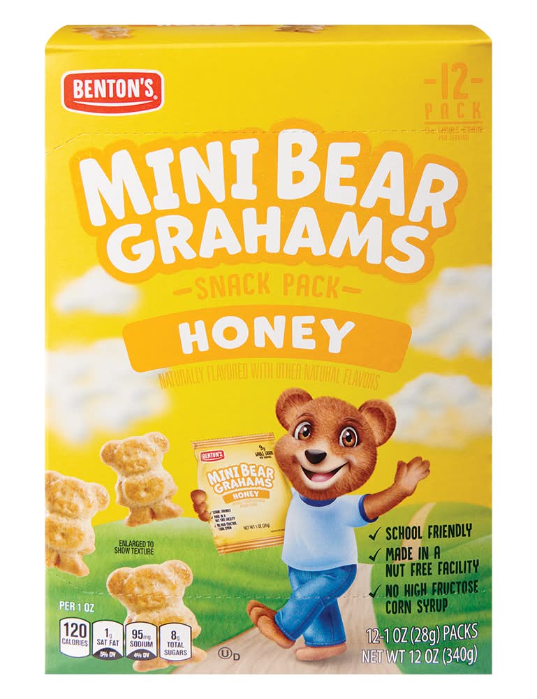 Benton's Mini Bear Grahams Cookie Snack pack, Honey (12 x 1 oz)