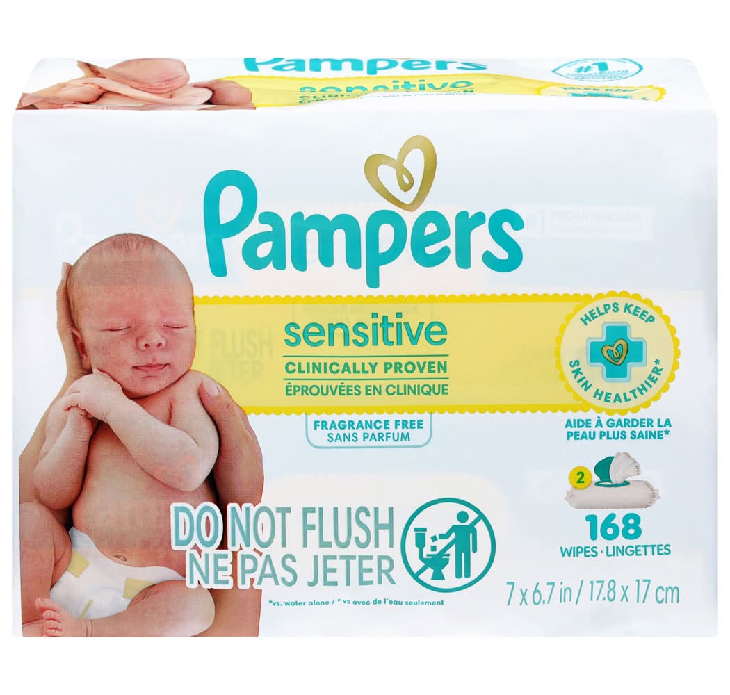 Pampers Sensitive Perfume-Free Wipes, 7.0x6.7 in (168 ct)