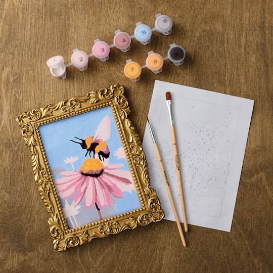 Artist's Loft Bee & Flowers Paint-By-Number Framed Mini Kit, 5" x 6.9 In