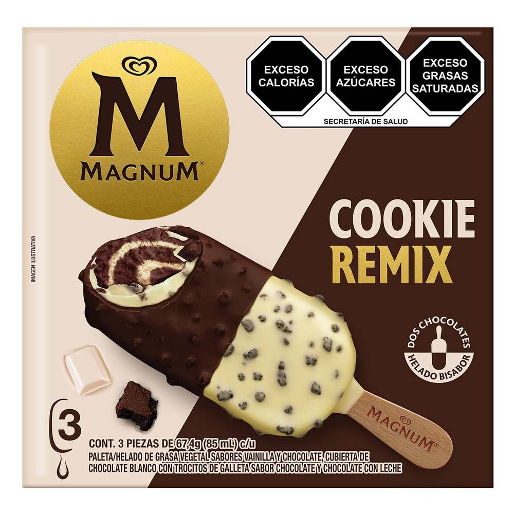 Magnum · Paleta helada cookie remix (3 x 85 ml)