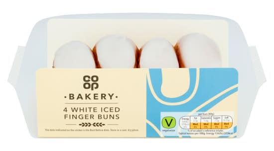 Co-op White Iced Finger Buns (4 pack)