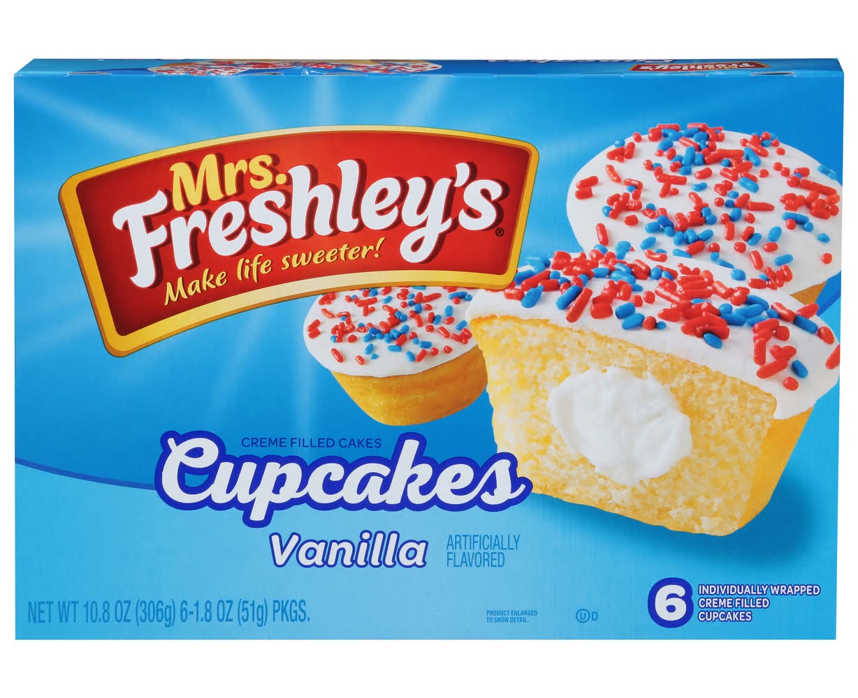 Mrs. Freshley's Cupcakes, Vanilla (10.8 oz, 6 ct)