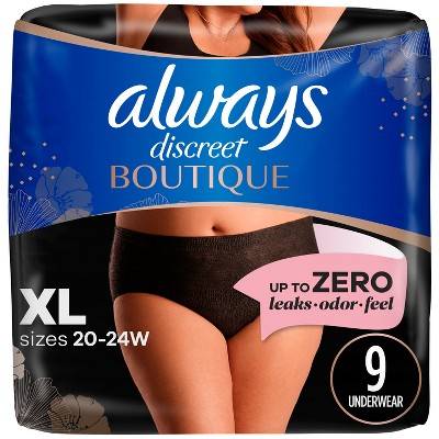 Always Discreet Boutique Underwear, XL (9 ct)