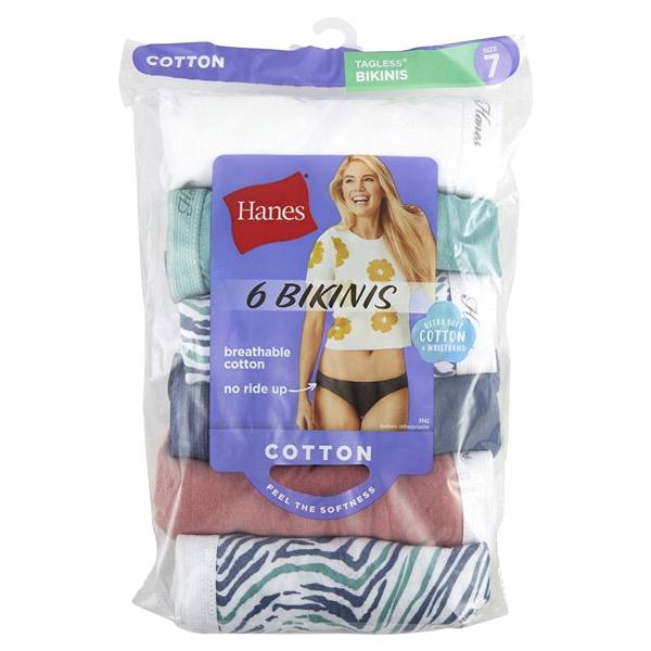 Hanes Cool Comfort? Women's Cotton Bikini Panties Assorted Colors Size 7, 6 Pack