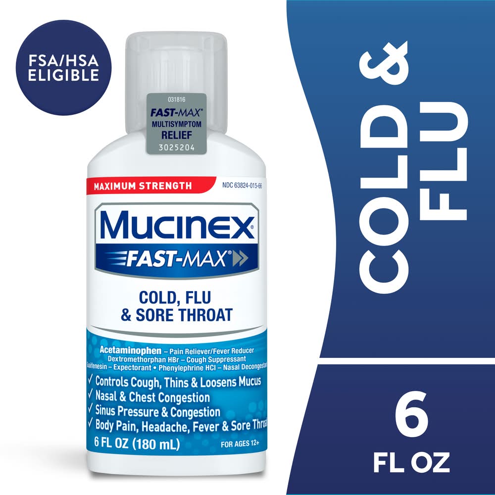 Mucinex Fast Max Cold Flu & Sore Throat Relief Liquid (6 fl oz)