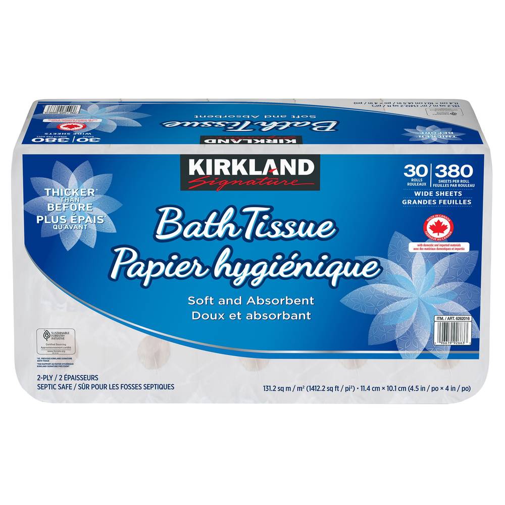 Kirkland Signature Bath Tissue Papier Hygienique Wide Sheets (4.5 x 4 In)