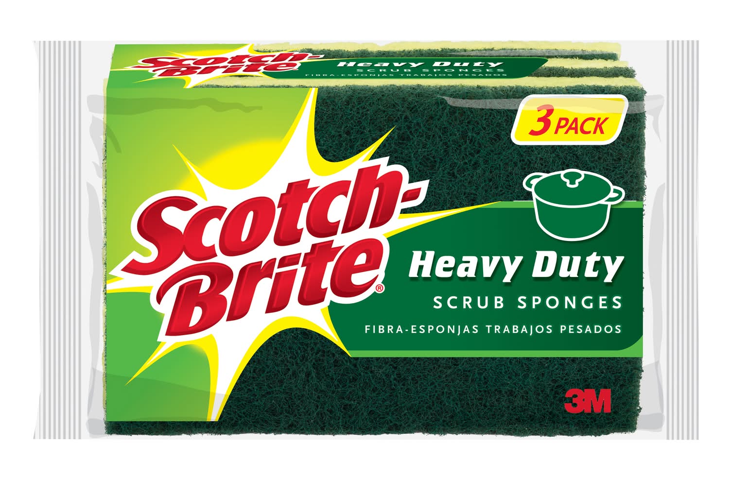 Scotch-Brite Heavy Duty Sponge For Pots And Pans 4.5 In. L 3 Pk