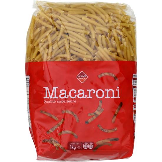 Pâtes Macaroni qualité supérieure Leader price 1kg