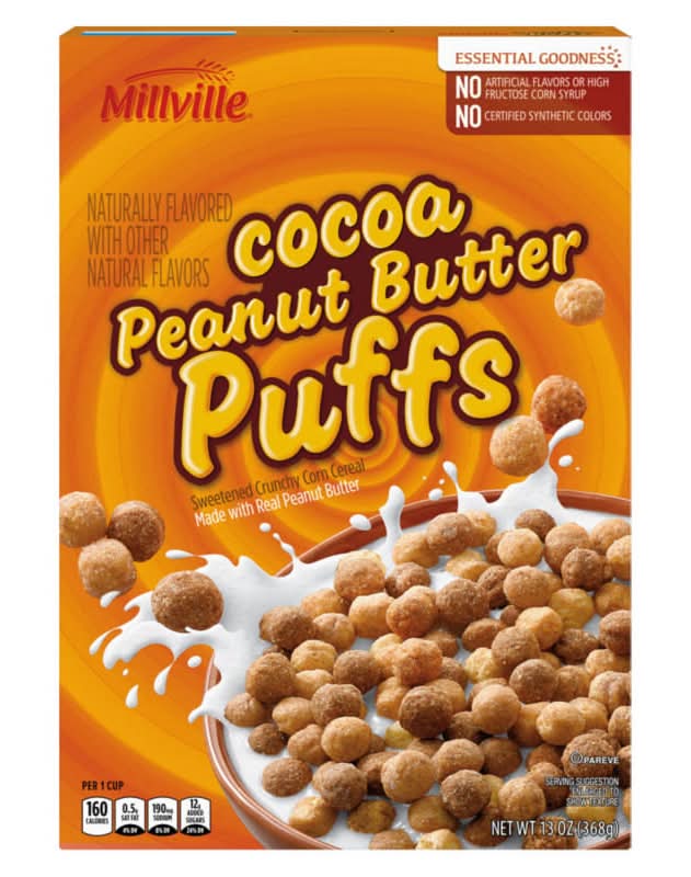 Millville Sweetened Crunchy Corn Puffs Cereal, Cocoa Peanut Butter (13 oz)