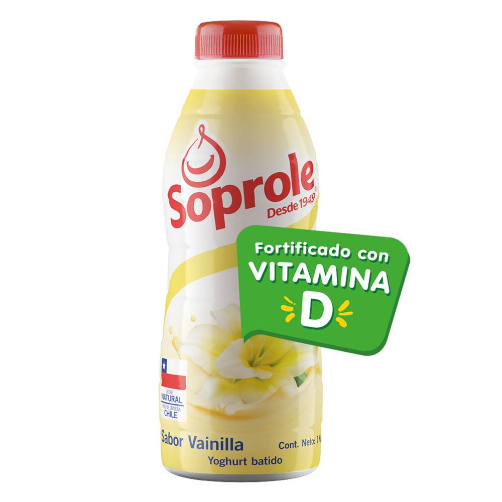 Soprole yoghurt batido sabor vainilla (botella 1 kg)