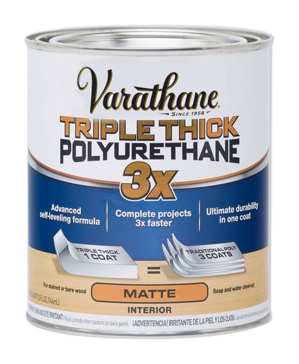 Varathane Transparent Matte Clear Water-Based Acrylic Triple Thick Polyurethane 1 Qt