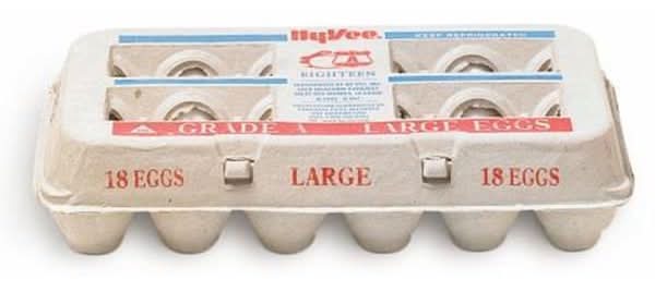 Hy-Vee Grade a Eggs, L (18 ct)