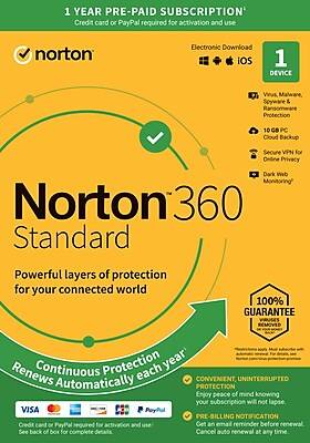 Norton 360 Standard For Windows/Mac/Android/Ios