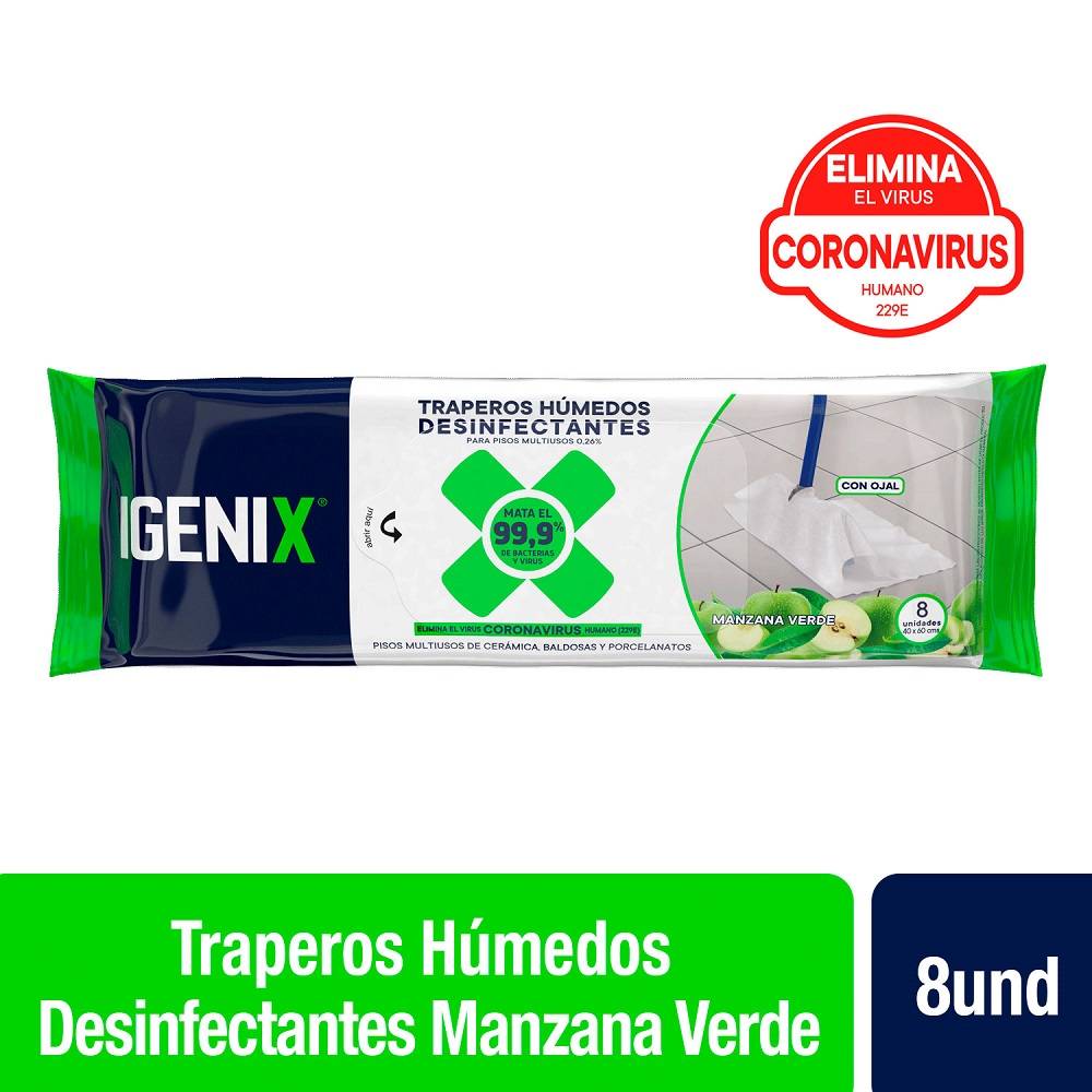 Igenix · Trapo húmedo desinfectante manzana (8 un)