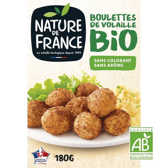 Nature de France - Boulette de viande volaille cuite bio