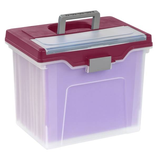 Office Depot Large Clear Burgundy Letter Size Mobile File Box