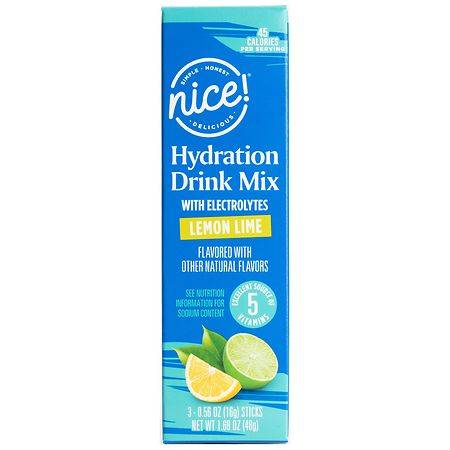 Nice! Hydration Drink Mix With Electrolytes Lemon Lime (30 ct)