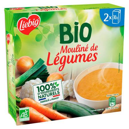 Soupe bio Mouliné de légumes LIEBIG - les 2 briques de 30cL