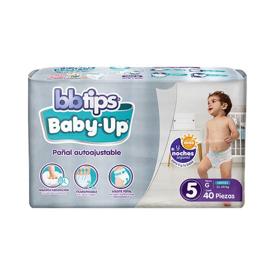 Bbtips pañal autoajustable baby-up etapa 5 g (40 piezas)