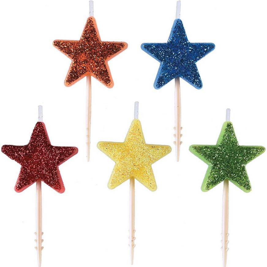 Party City Glitter Star Birthday Toothpick Candles (2 1/2 in/assorted)