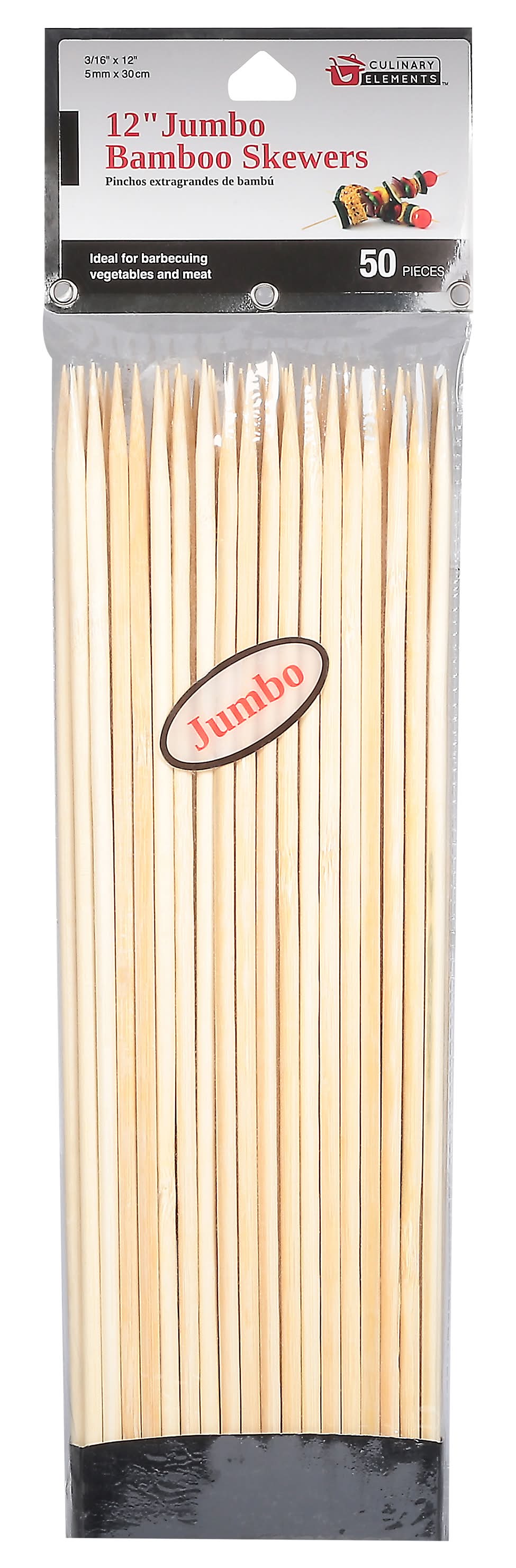 Culinary Elements Jumbo Bamboo Skewers, 12 In (50 ct)