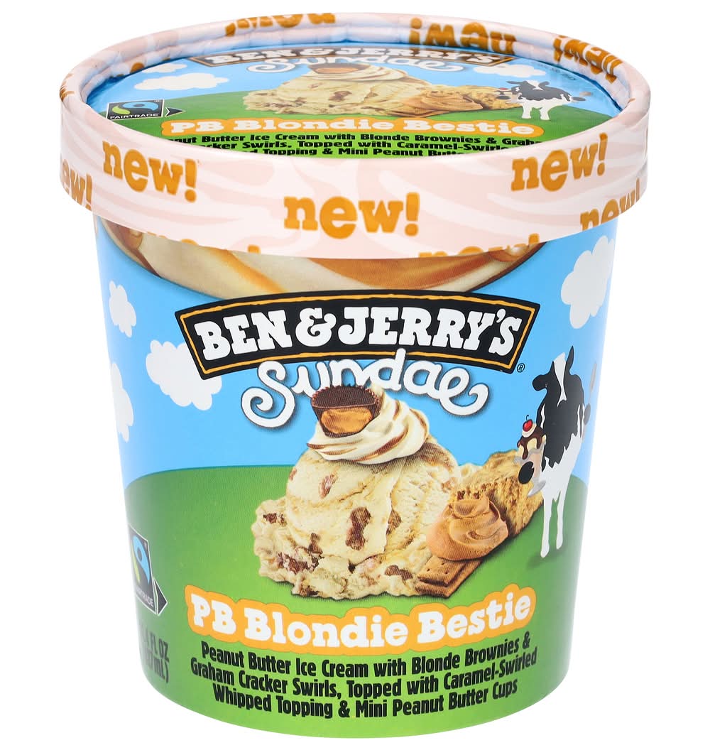 Ben & Jerry's Sundae Ice Cream, Pb Blondie Bestie (14.4 fl oz)