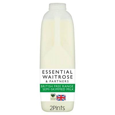 Essential Waitrose & Partners British Free Range Semi Skimmed Milk (2 pt)