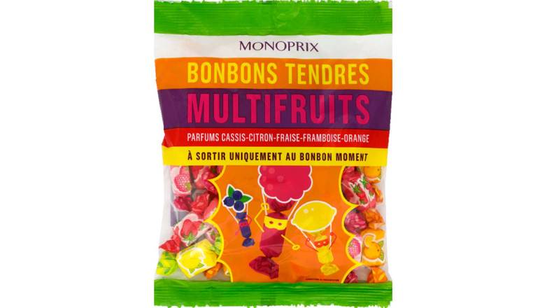 Monoprix - Bonbons tendres multifruits (cassis - citron - fraise - framboise - orange)