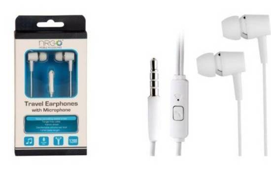 NRG Travel Earphones With Microphone