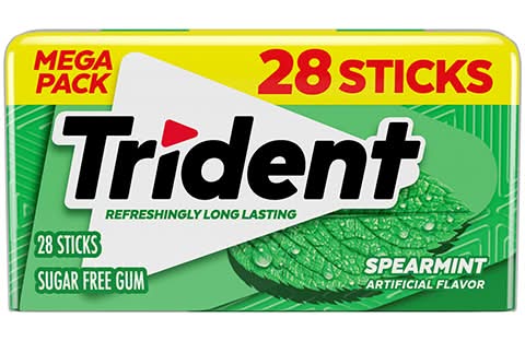 Trident Pocket Pack Gum Spearmint 28 Pieces