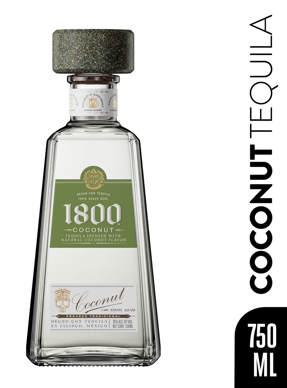 1800 100% Agave Azul Blanco Tequila, Coconut (750 ml)