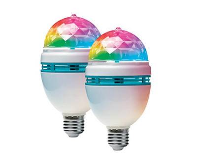 Spinning Multicolor LED Party Light Bulb, 2-Pack
