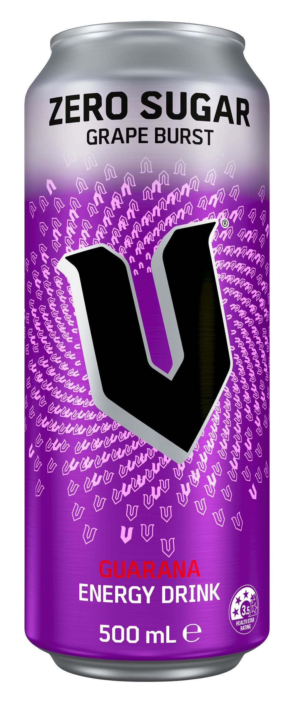 V Zero Sugar Guarana Energy Drink, Grape Burst (500mL)