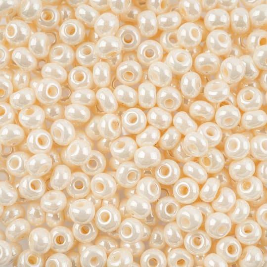 John Bead Czech Glass Seed Beads Mix, 0.15 in, Eggshell Pearl Opaque (0.84 oz)