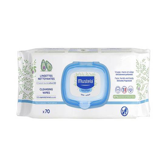 Mustela bébé enfant lingettes nettoyantes à l'avocat bio x70