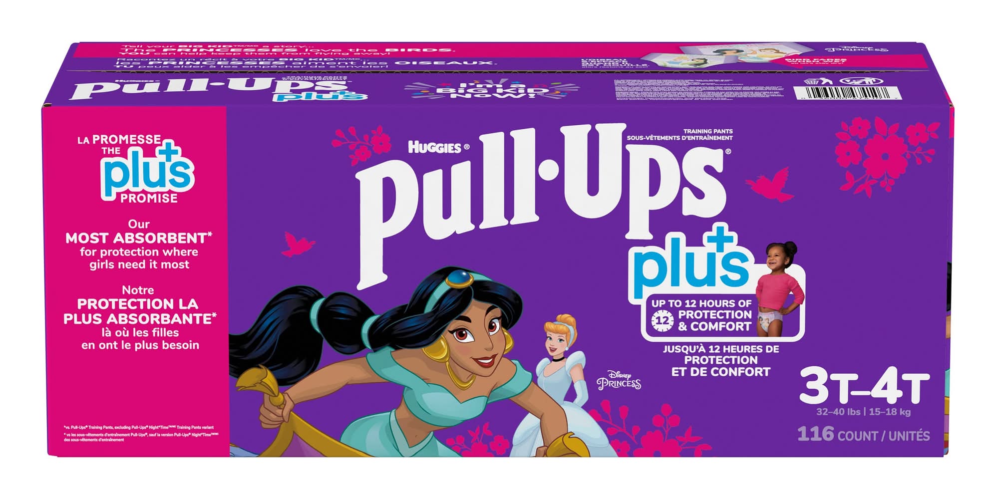 Huggies Pull-Ups Plus - Sous-Vêtements D’Entrainement Taille 3T À 4T Pour Filles, Paquet De 116 / Huggies Pull-Ups Plus Training Pants 3T To 4T Girl, 116-Pack