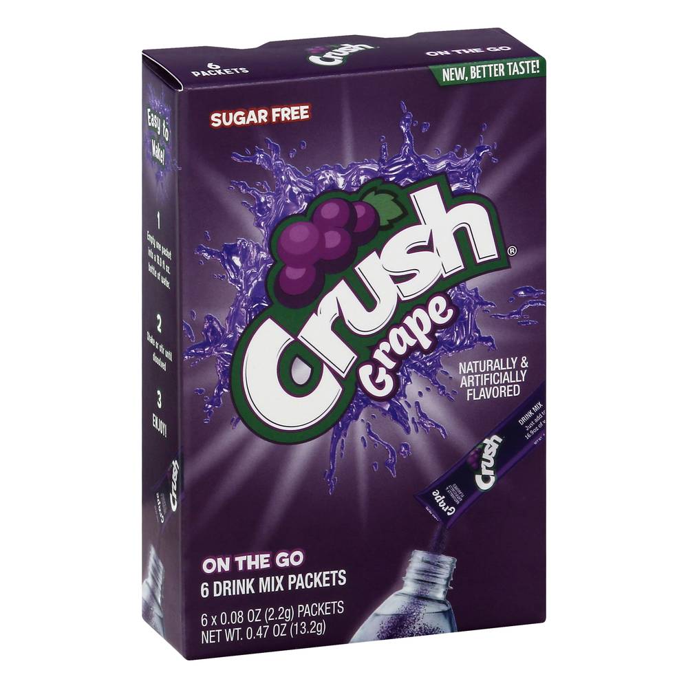 Crush Sugar Free on the Go Drink Mix Packets, Grape (0.47 oz, 6 ct)