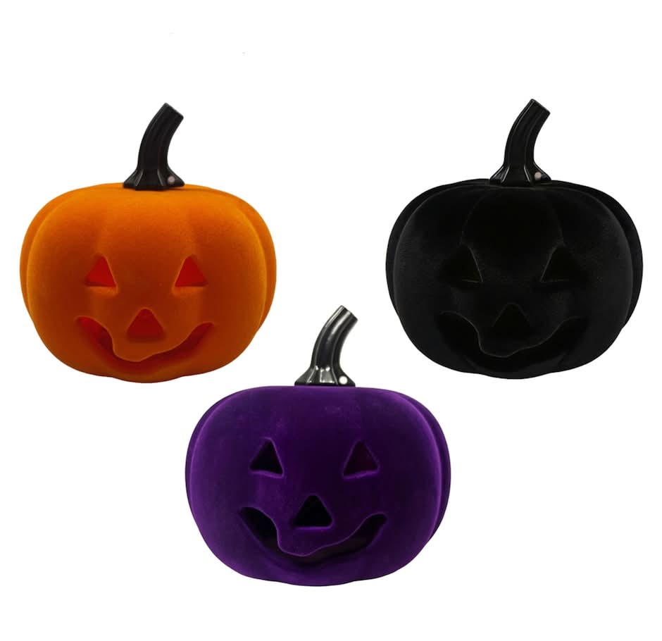Halloween Themed Led Flocked Pumpkin Decor