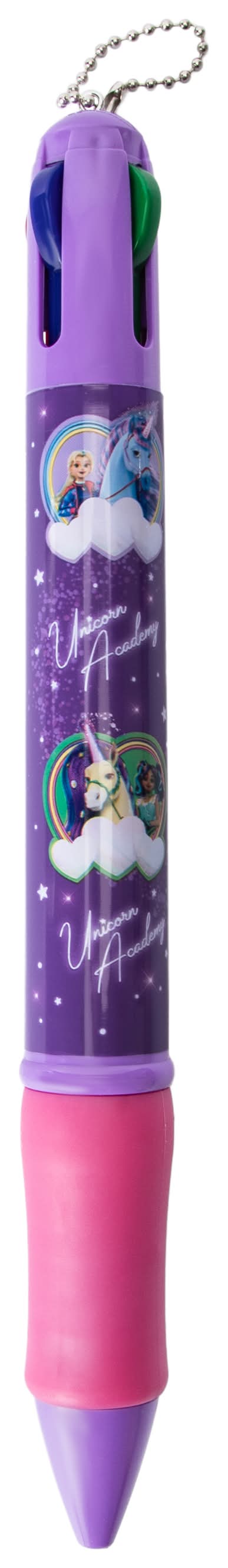 Branded Retractable Jumbo 4-Color Character Pen Unicorn Academy