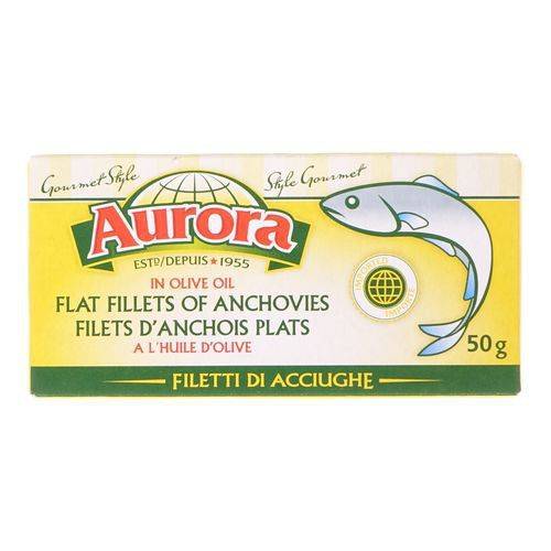 Aurora · Flat fillets of anchovies - Filets d'anchois plats (50 g - 50g)