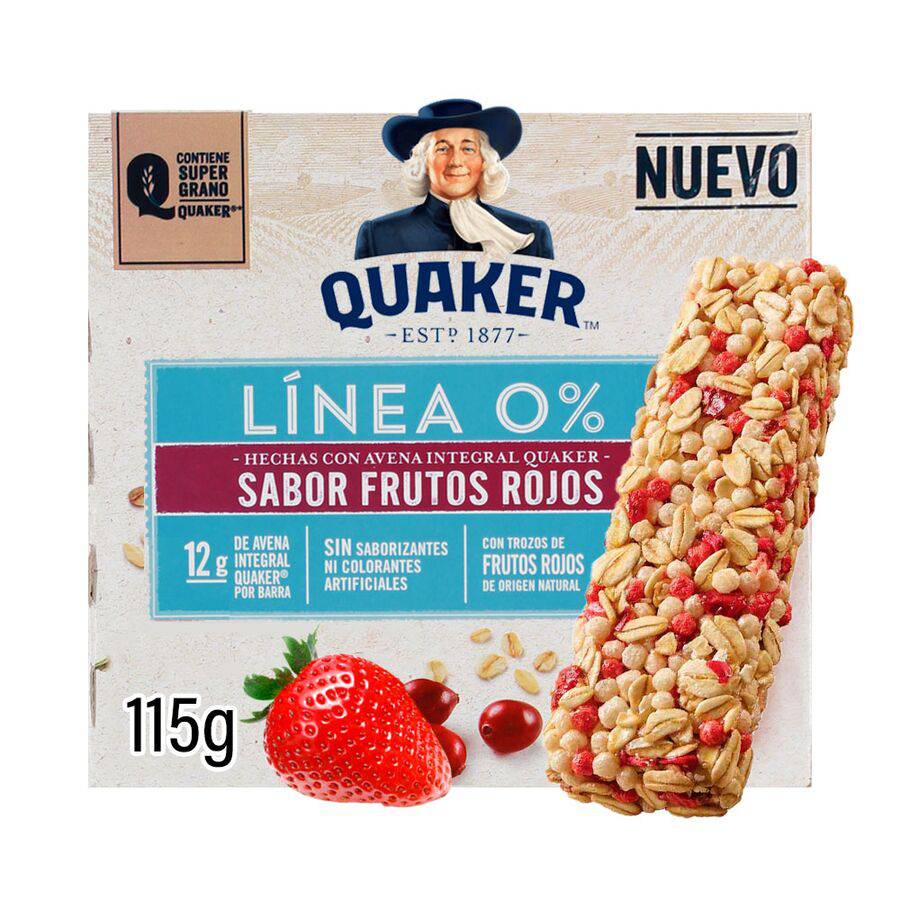 Quaker · Barras de avena sabor frutos rojos (115 g)