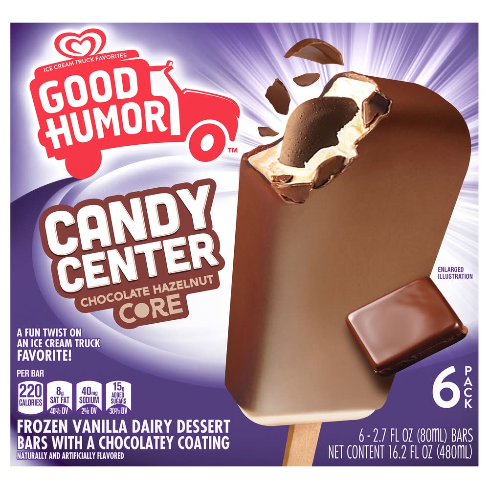 Good Humor Candy Center Core Bars, Vanilla (2.7 fl oz, 6 ct)