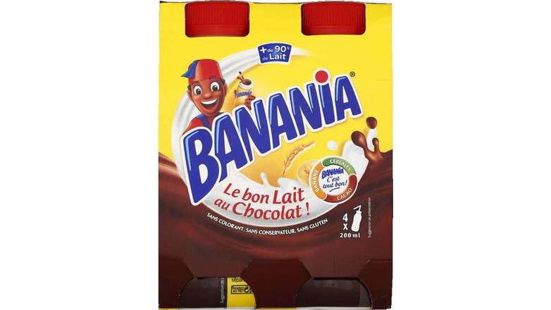 Banania Boisson Le Bon Lait au chocolat Les 4 bouteilles de 200 ml