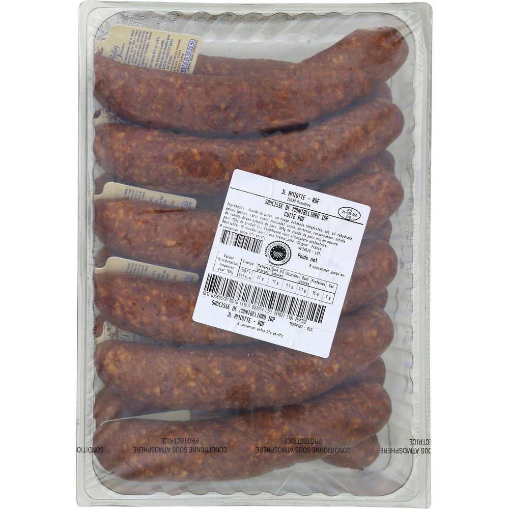 Saucisses de Montbéliard IGP cuite - la barquette de 2,1Kg