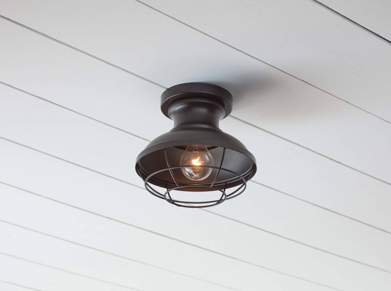 allen + roth Yordan 1 -Light 8.5-in Matte Bronze Semi Flush Mount Light | SF101FBZ
