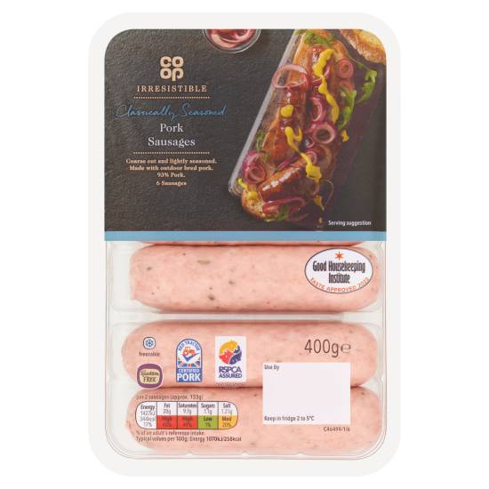 Co-Op Irresistible 6 Pork Sausages 400g